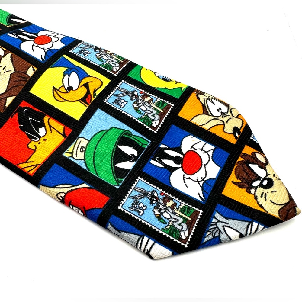 Looney Tunes Stamp Collection Bugs Bunny Marvin Marian Tazz Men's Necktie 1997